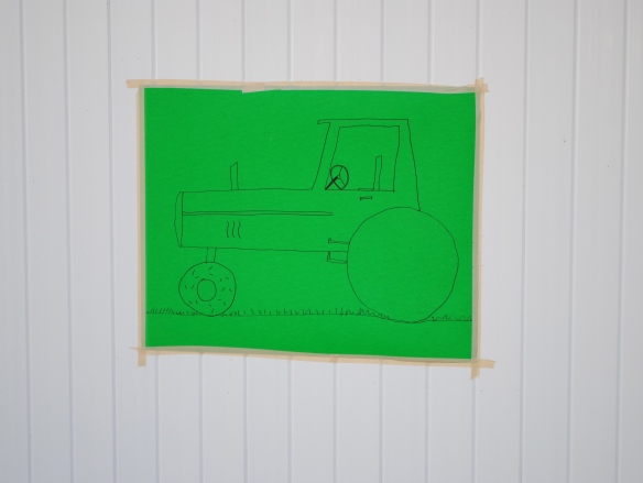 No one played "pin the wheel on the tractor", but David worked hard on it. 